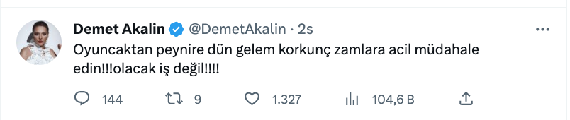 demet akalin dan yeni gelen zamlara isyan acil mudahale edin