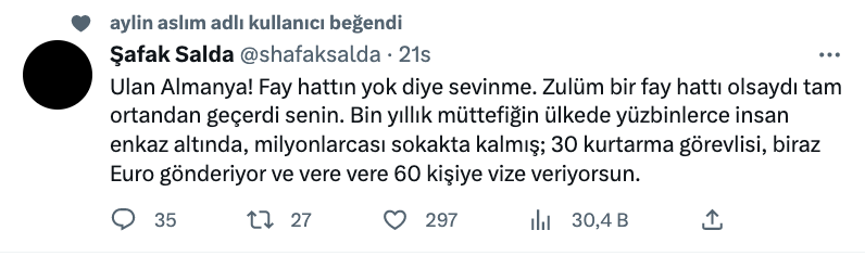 safak salda dan almanya ya depremzede tepkisi ulan almanya