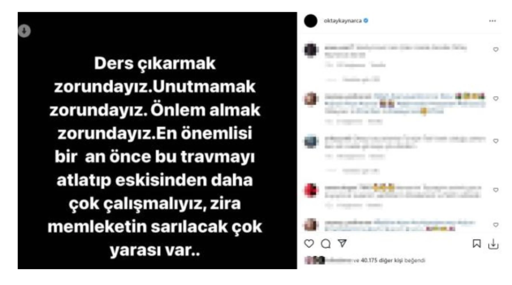 oktay kaynarca dan dikkat ceken deprem paylasimi ders cikarmak zorundayiz